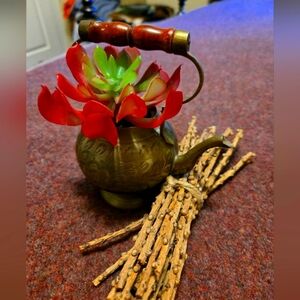 Etched Small Brass Vintage Kettle